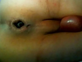 Gay Asian man uses a double dildo for anal sex