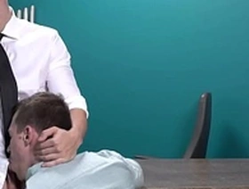 Asian boss and employee have hot bareback sex at work