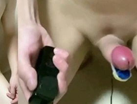 A shaved white guys solo masturbation scene.