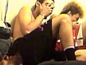 Straight guy Evil Red performs gay sex with his friends.