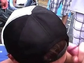 Gay students sucking outdoors before anal